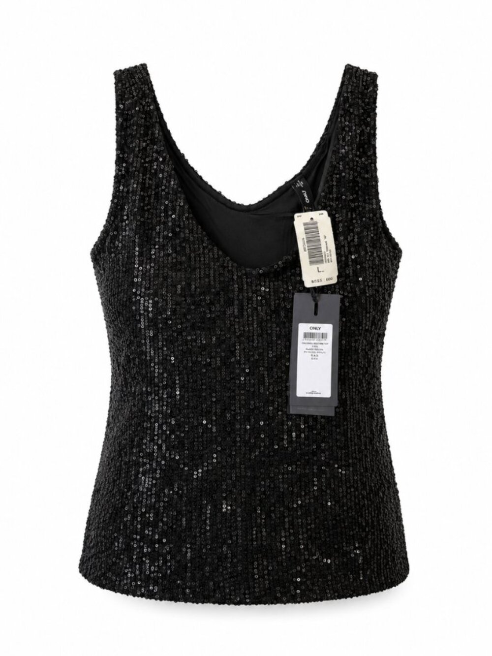 NWT ONLY Black Sequin Sleeveless Party Top Size L